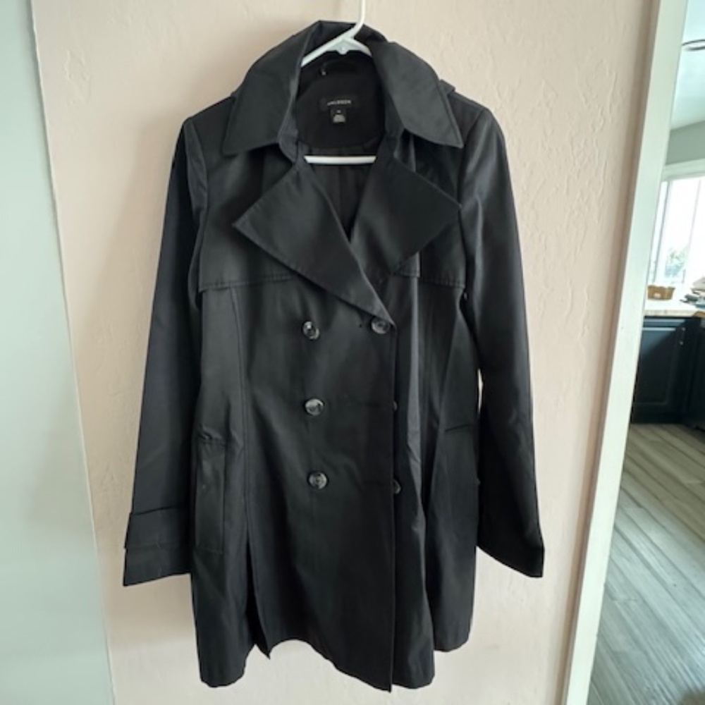 Women's Black Rain Coat - Halogen, size: Medium